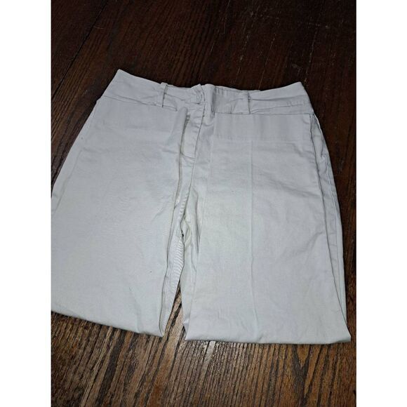 4P Talbots Petite Cream Tan Khaki Capri Casual Pants Flat Front with Belt Loops - Picture 3 of 4